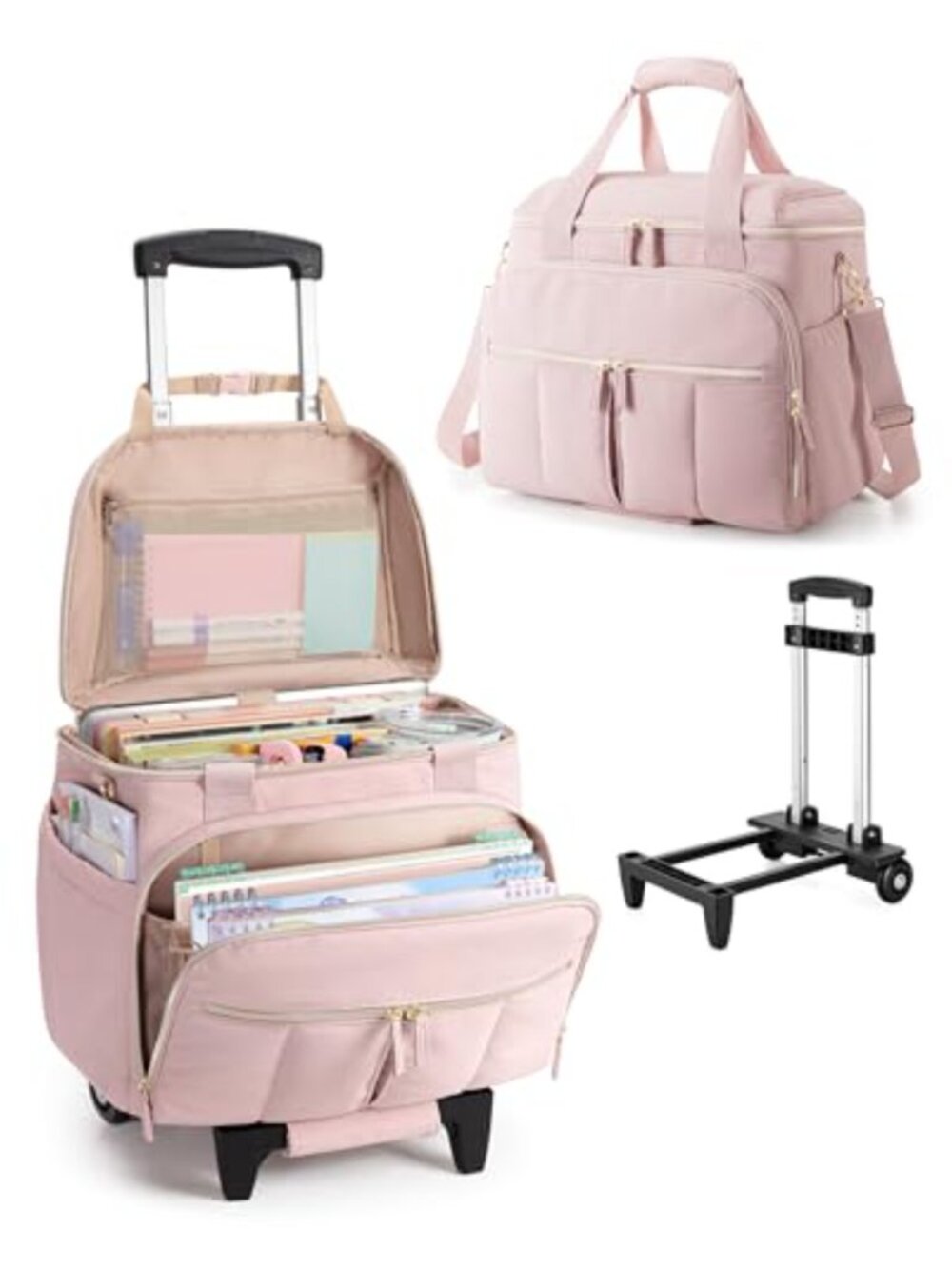 Rolling Teacher Bag Accordion File Organizer Laptop Tote Work